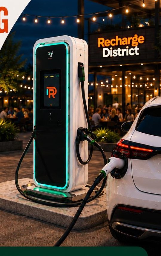 EV chargers at night